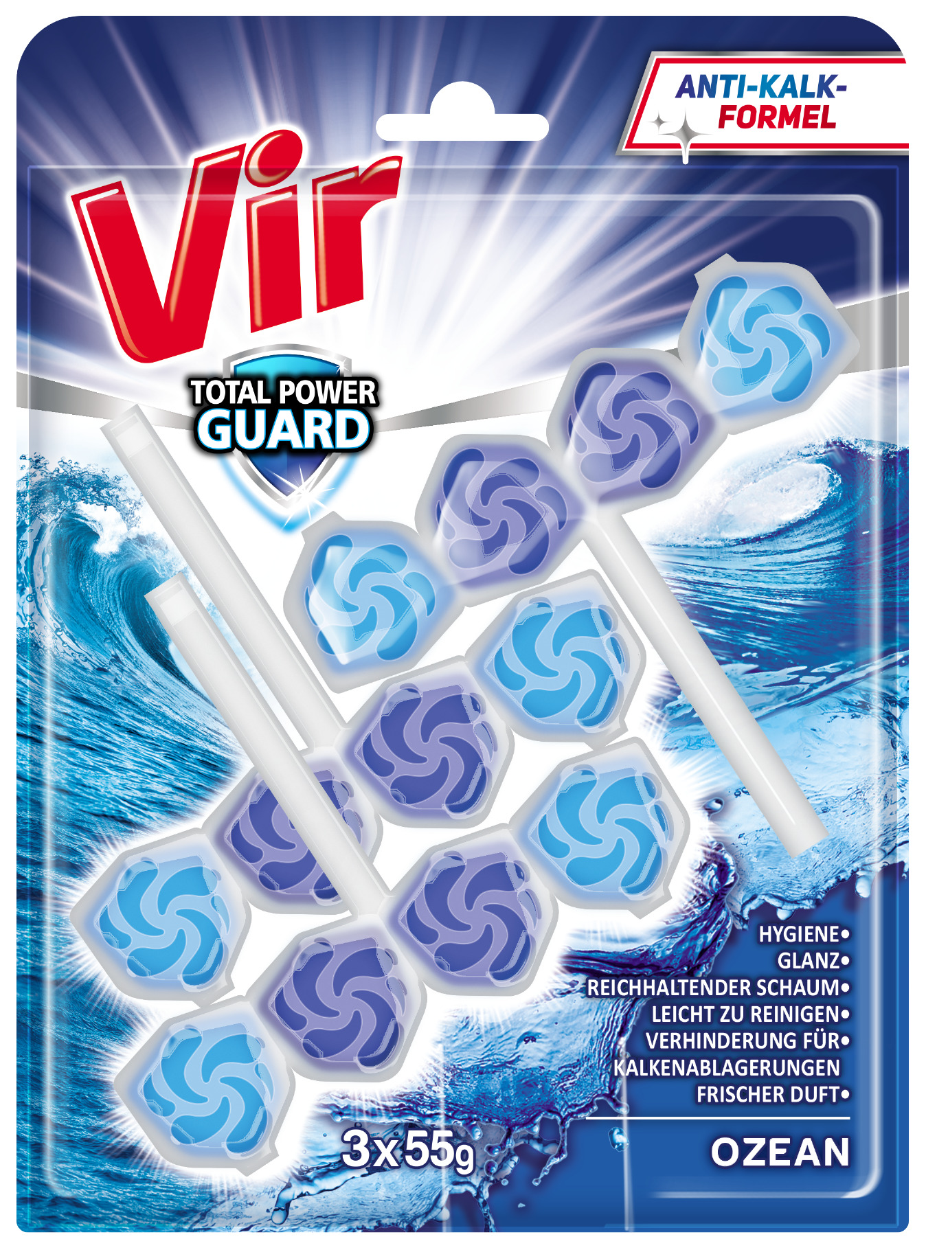 VIR Total Power Guard блок для унітазу 3*55г Океан